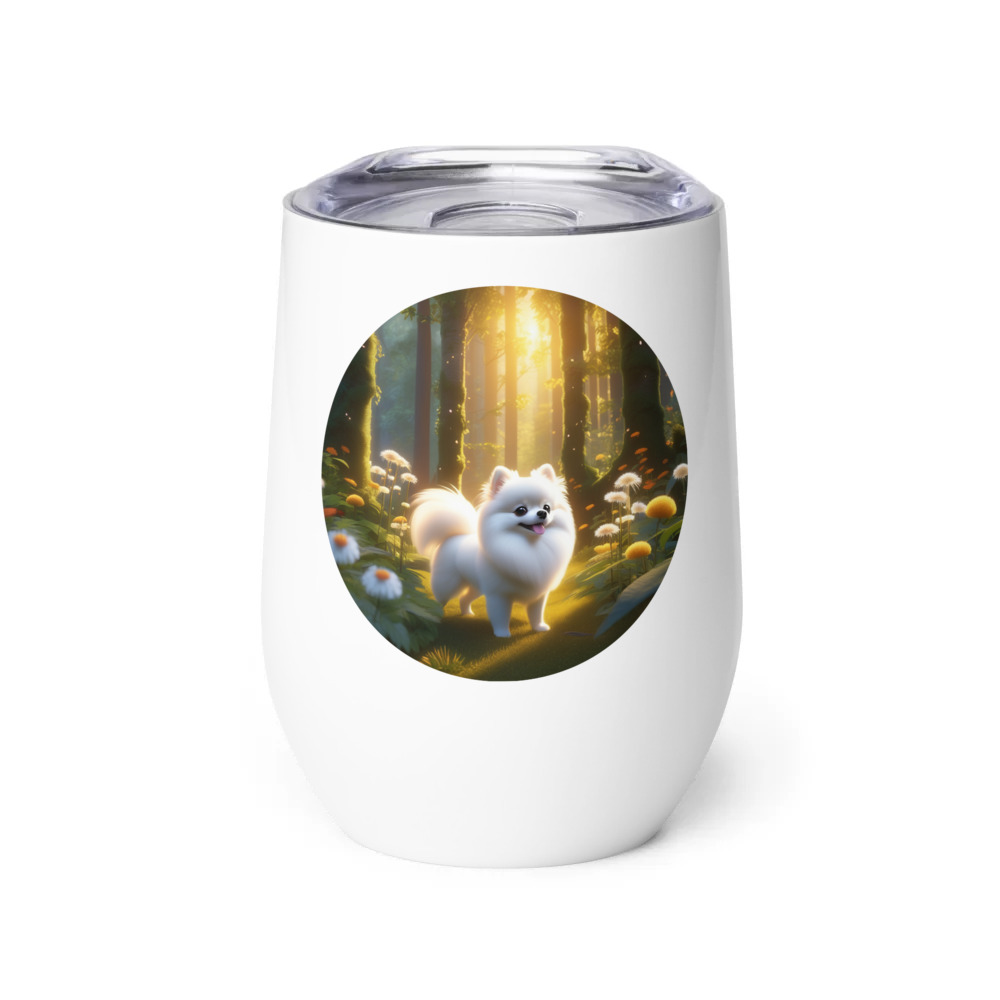 PugMug Custom White Pomeranian Wine Tumbler