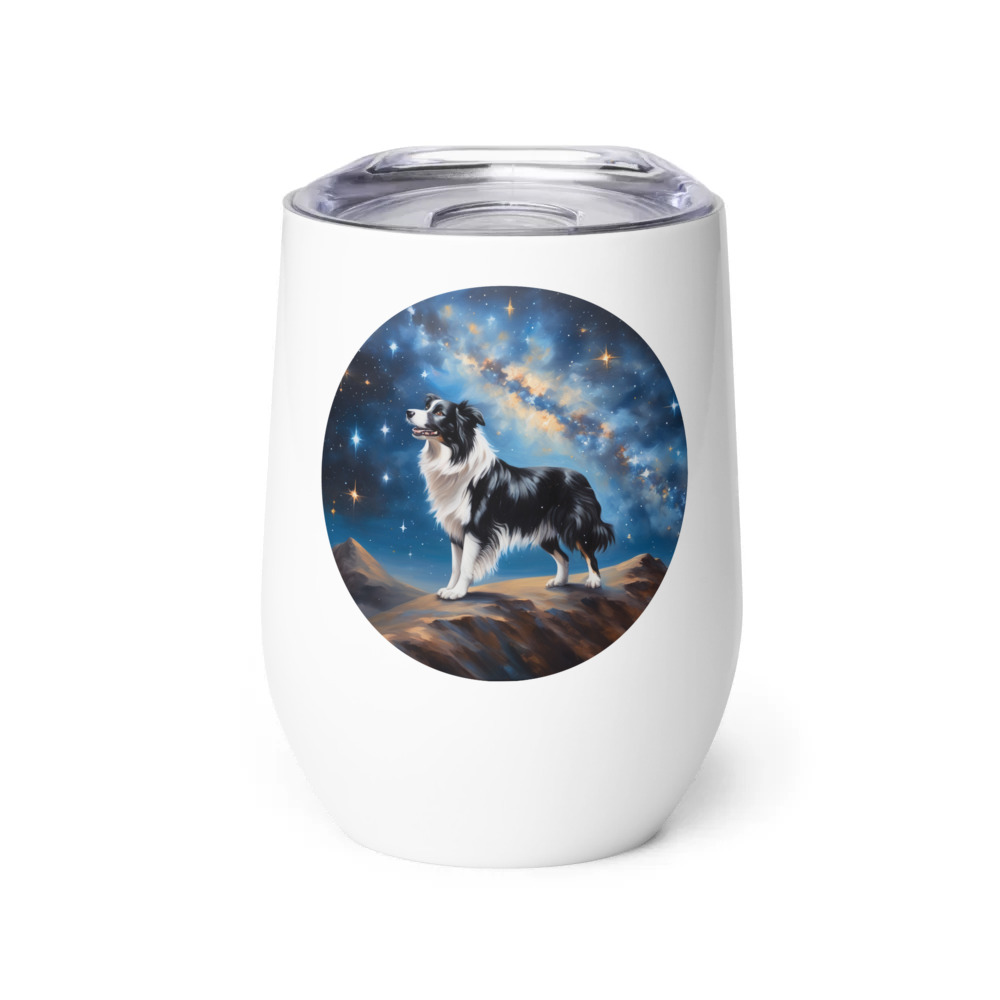 PugMug Custom Border Collie Wine Tumbler