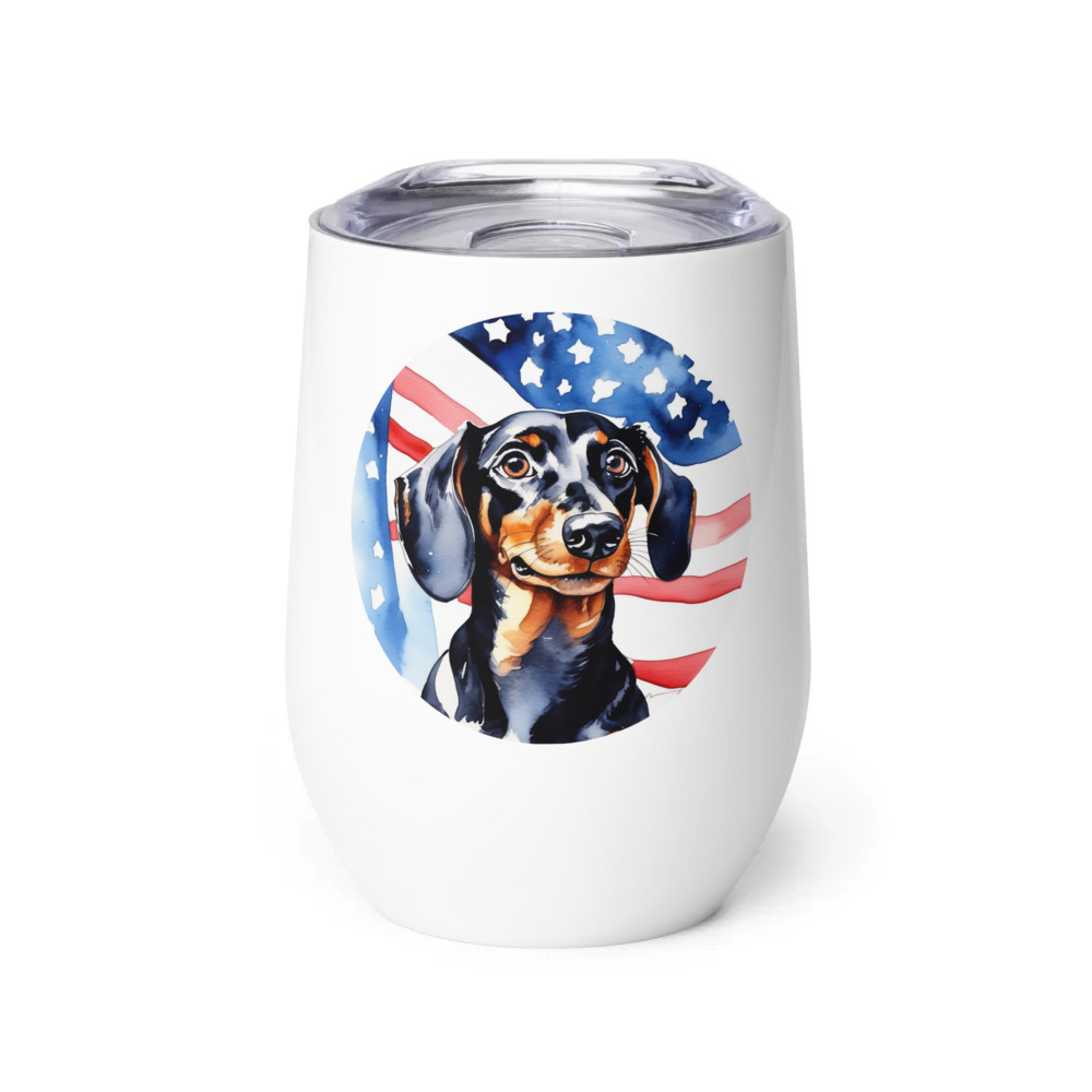 PugMug Custom Black Dachshund Wine Tumbler