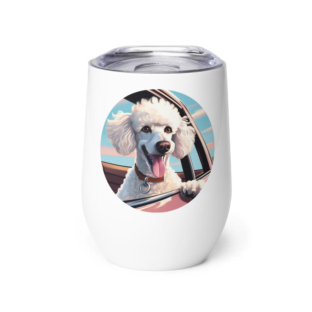 PugMug Custom White Poodle Wine Tumbler