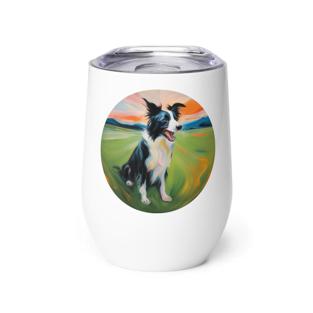 PugMug Custom Border Collie Wine Tumbler
