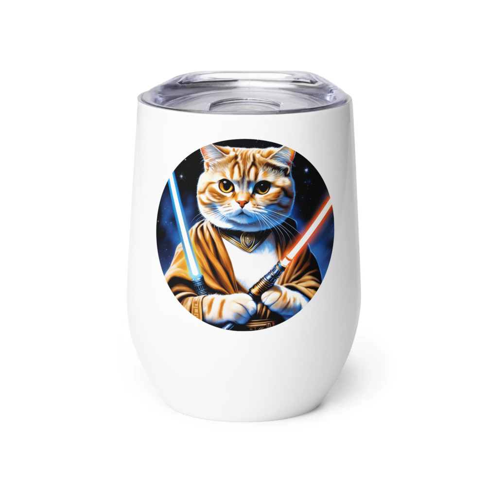 PugMug Custom Tabby Scottish Fold Cat Wine Tumbler
