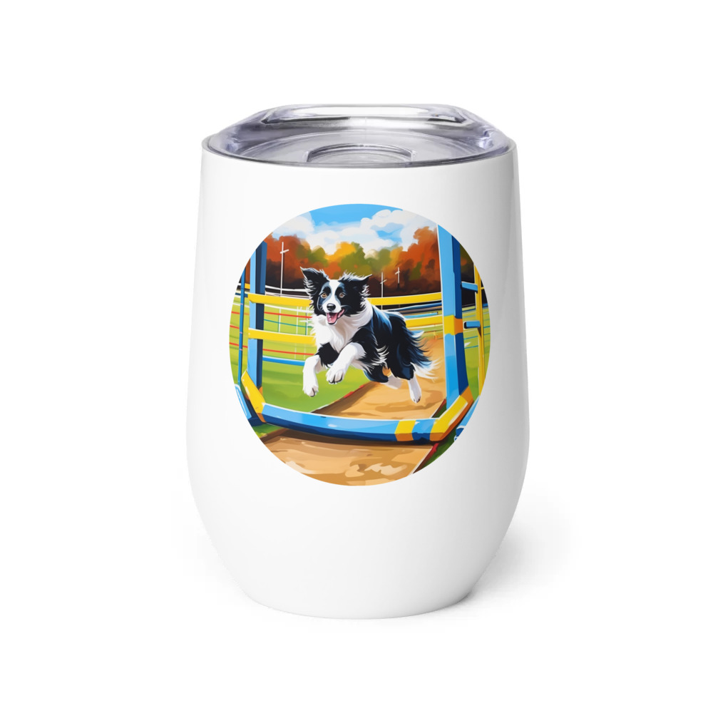 PugMug Custom Border Collie Wine Tumbler