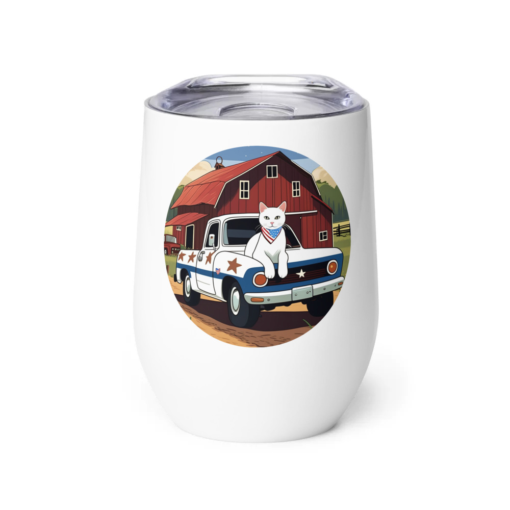 PugMug Custom White Companion Cat Wine Tumbler