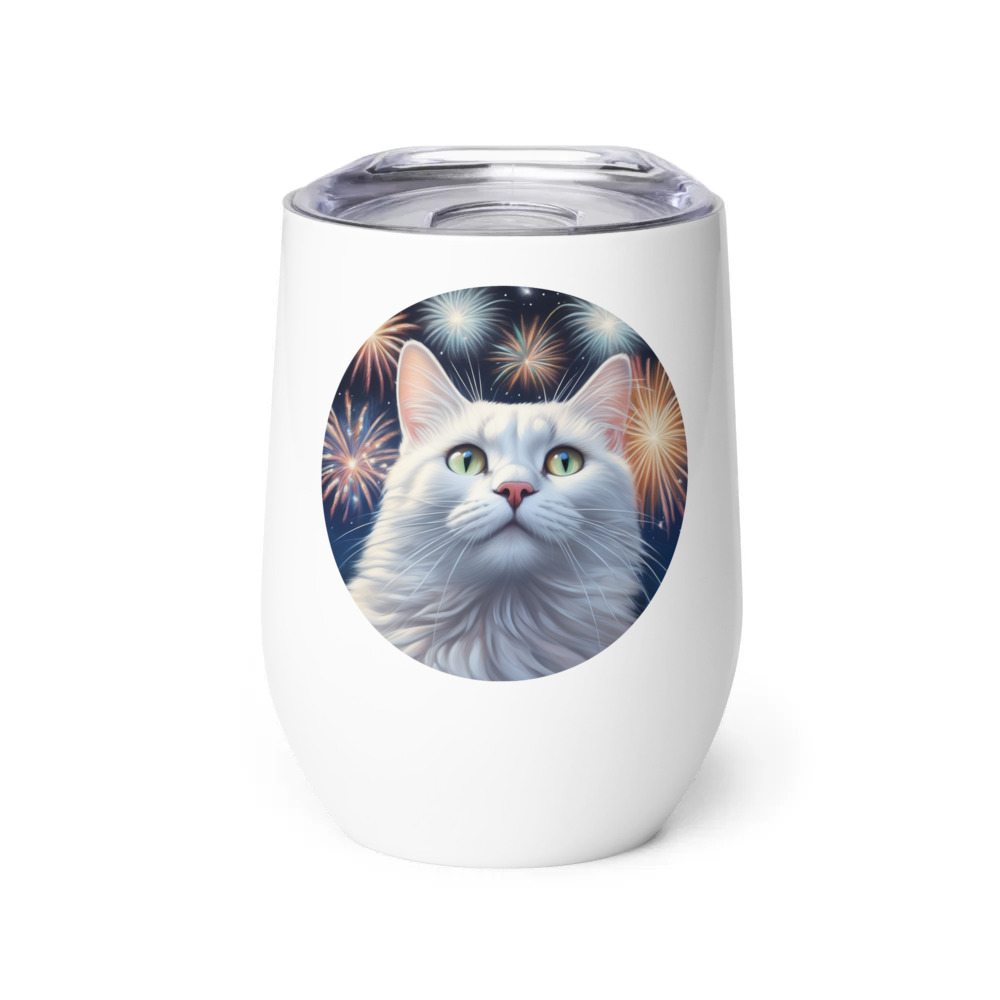 PugMug Custom White Companion Cat Wine Tumbler