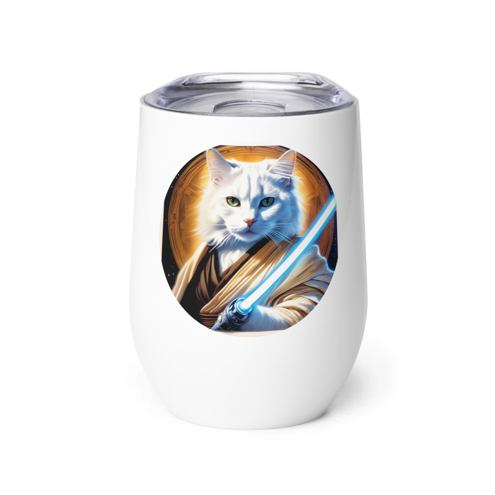 PugMug Custom White Companion Cat Wine Tumbler