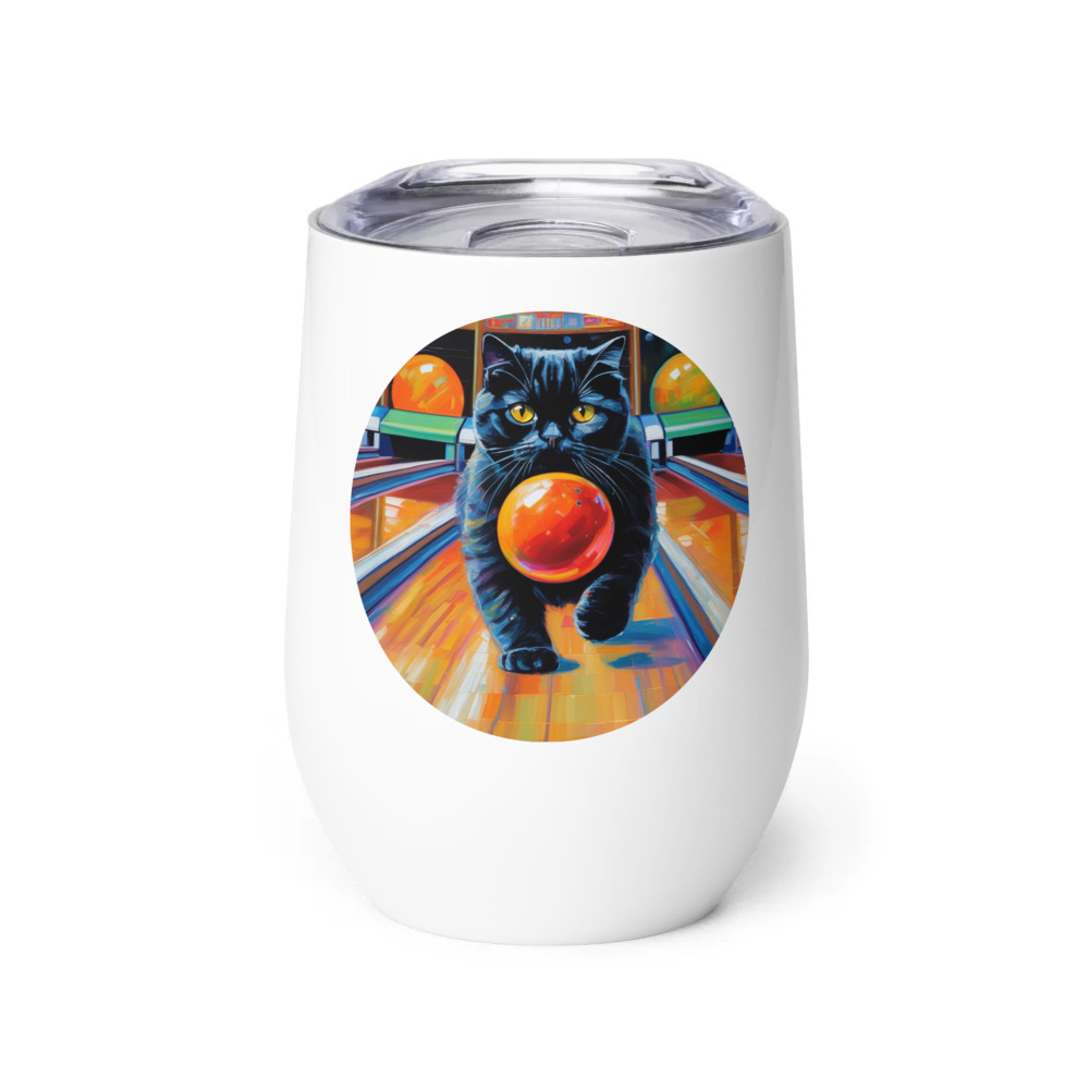 PugMug Custom Black Scottish Fold Cat Wine Tumbler