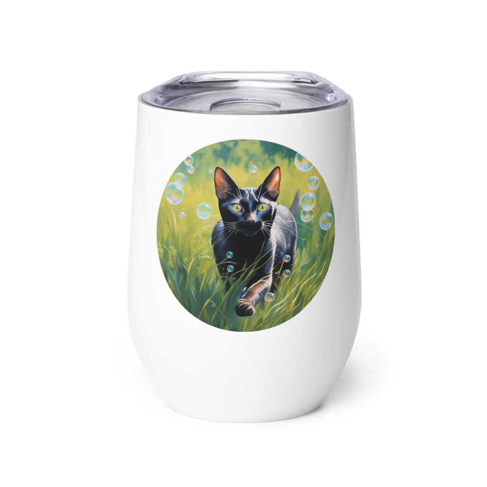 PugMug Custom Black Abyssinian Cat Wine Tumbler