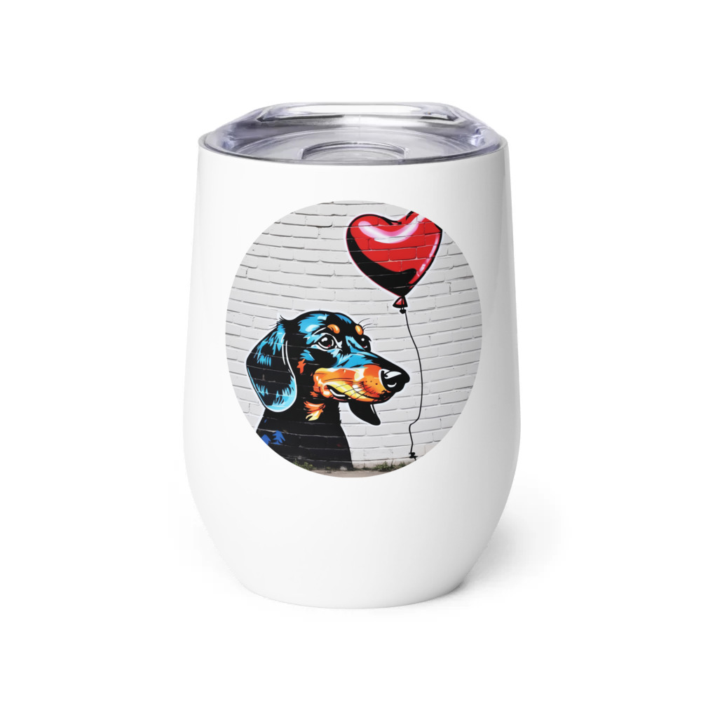 PugMug Custom Black Dachshund Wine Tumbler