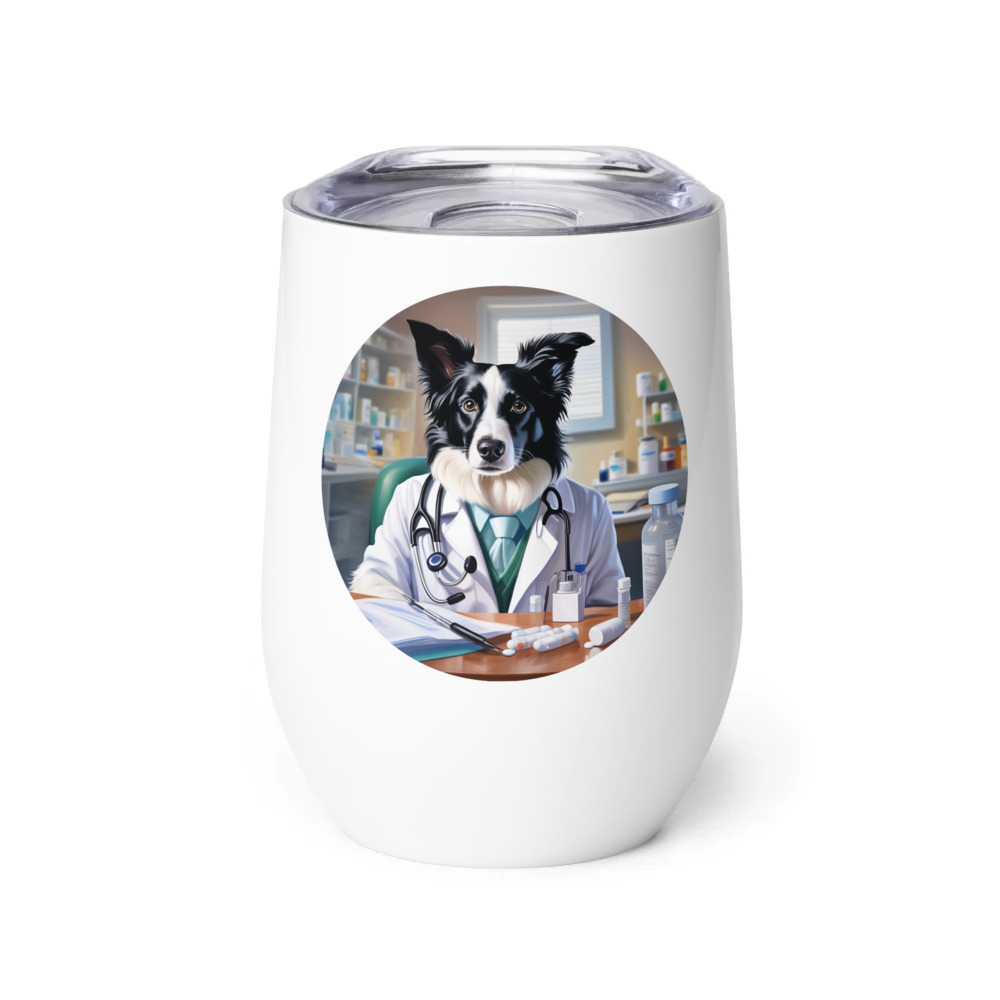 PugMug Custom Border Collie Wine Tumbler