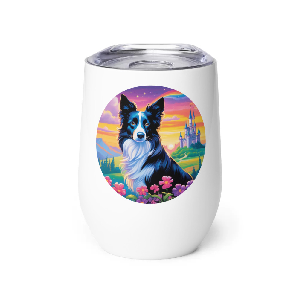 PugMug Custom Border Collie Wine Tumbler