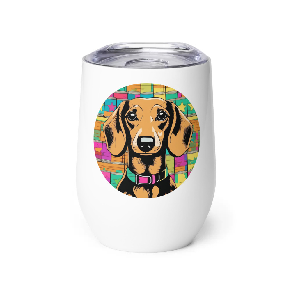 PugMug Custom Tan Dachshund Wine Tumbler