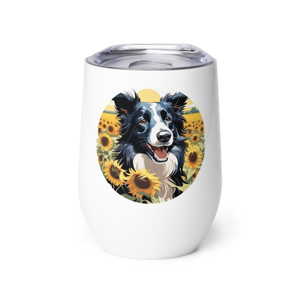 PugMug Custom Border Collie Wine Tumbler