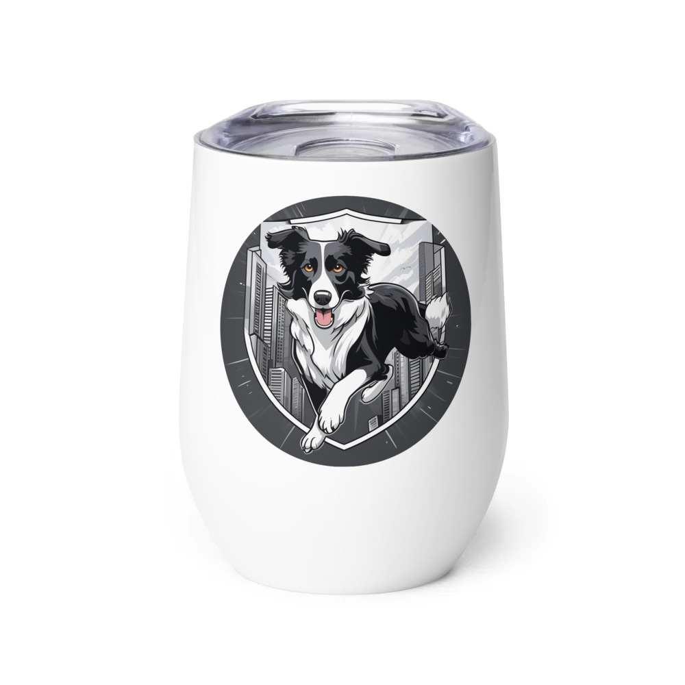 PugMug Custom Border Collie Wine Tumbler