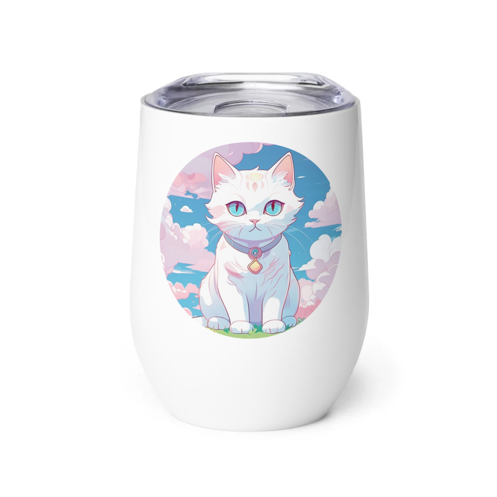 PugMug Custom White Companion Cat Wine Tumbler