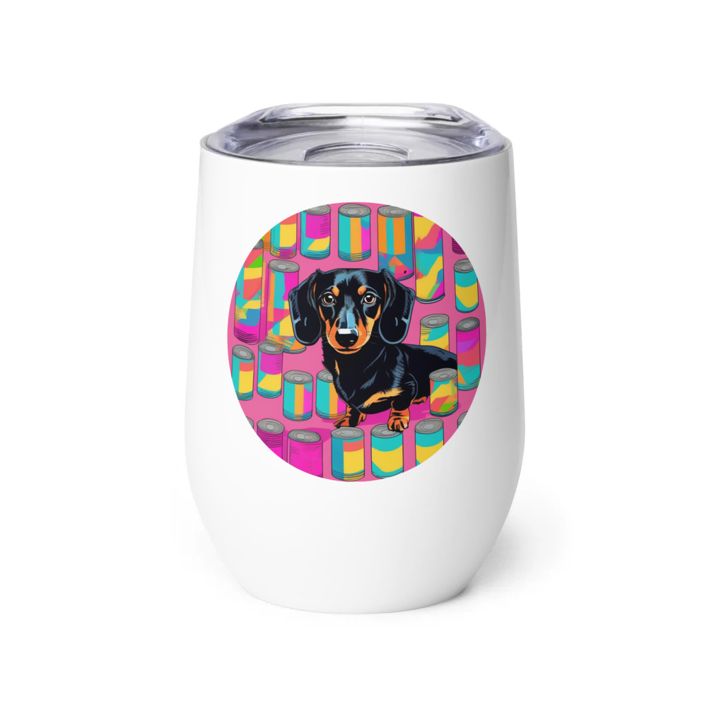 PugMug Custom Black Dachshund Wine Tumbler