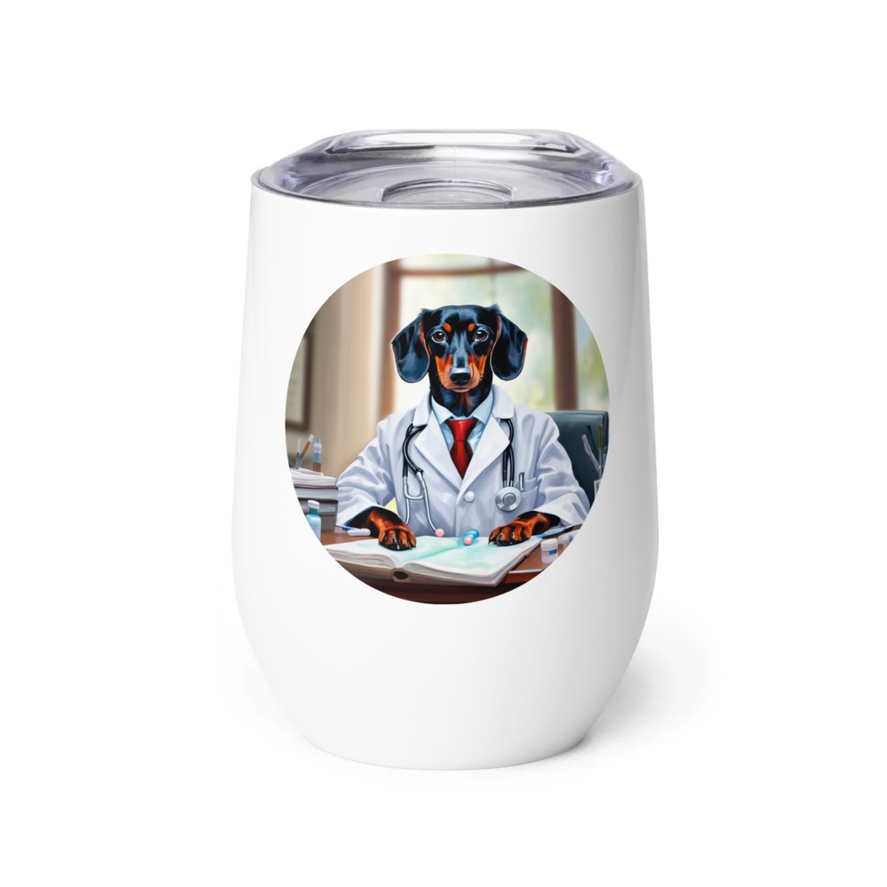 PugMug Custom Black Dachshund Wine Tumbler
