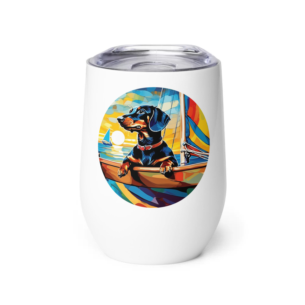 PugMug Custom Black Dachshund Wine Tumbler