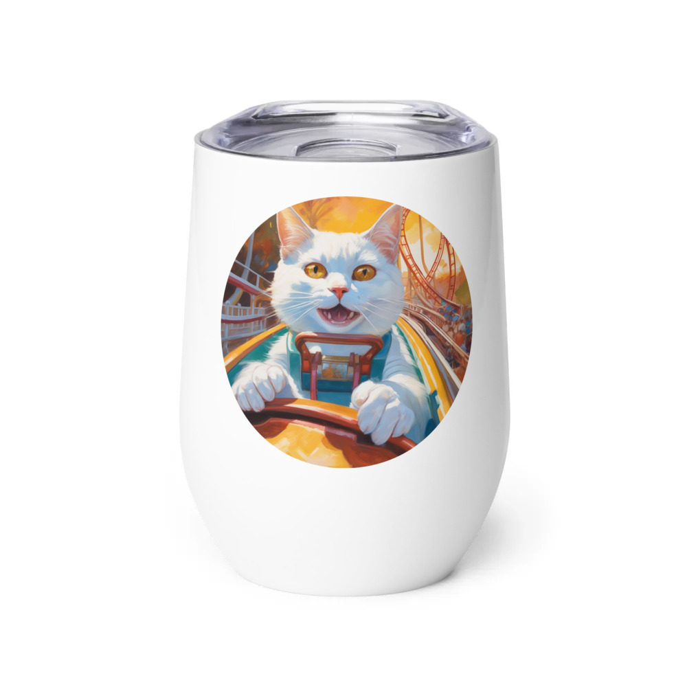 PugMug Custom White Companion Cat Wine Tumbler
