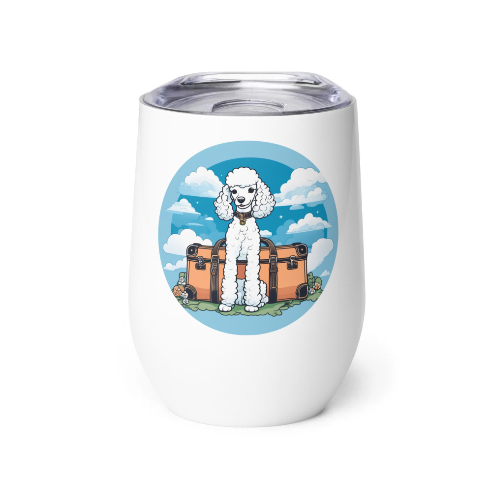 PugMug Custom White Poodle Wine Tumbler