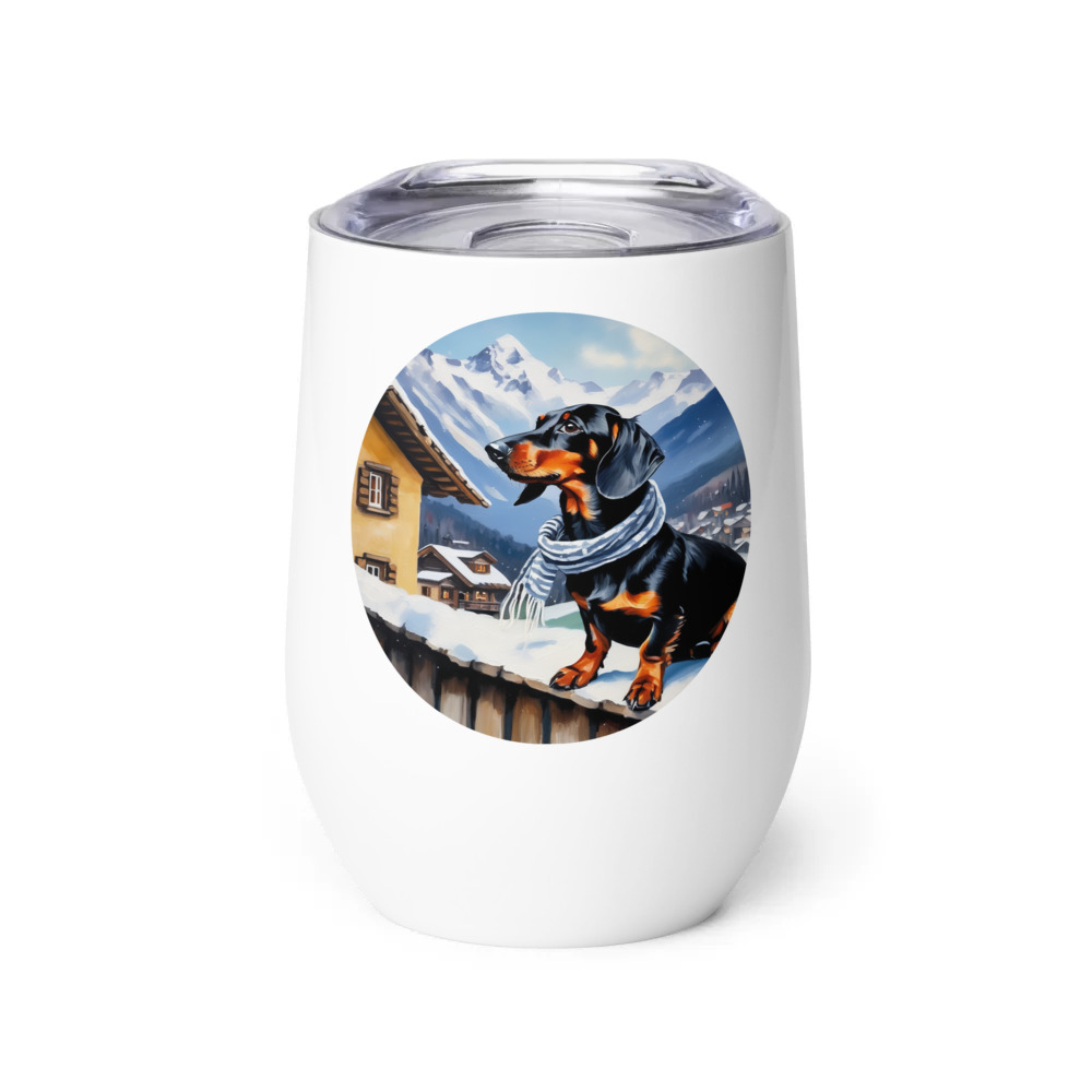PugMug Custom Black Dachshund Wine Tumbler