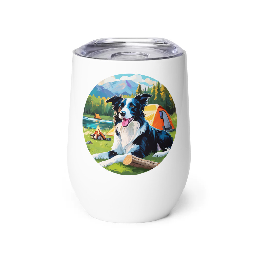 PugMug Custom Border Collie Wine Tumbler