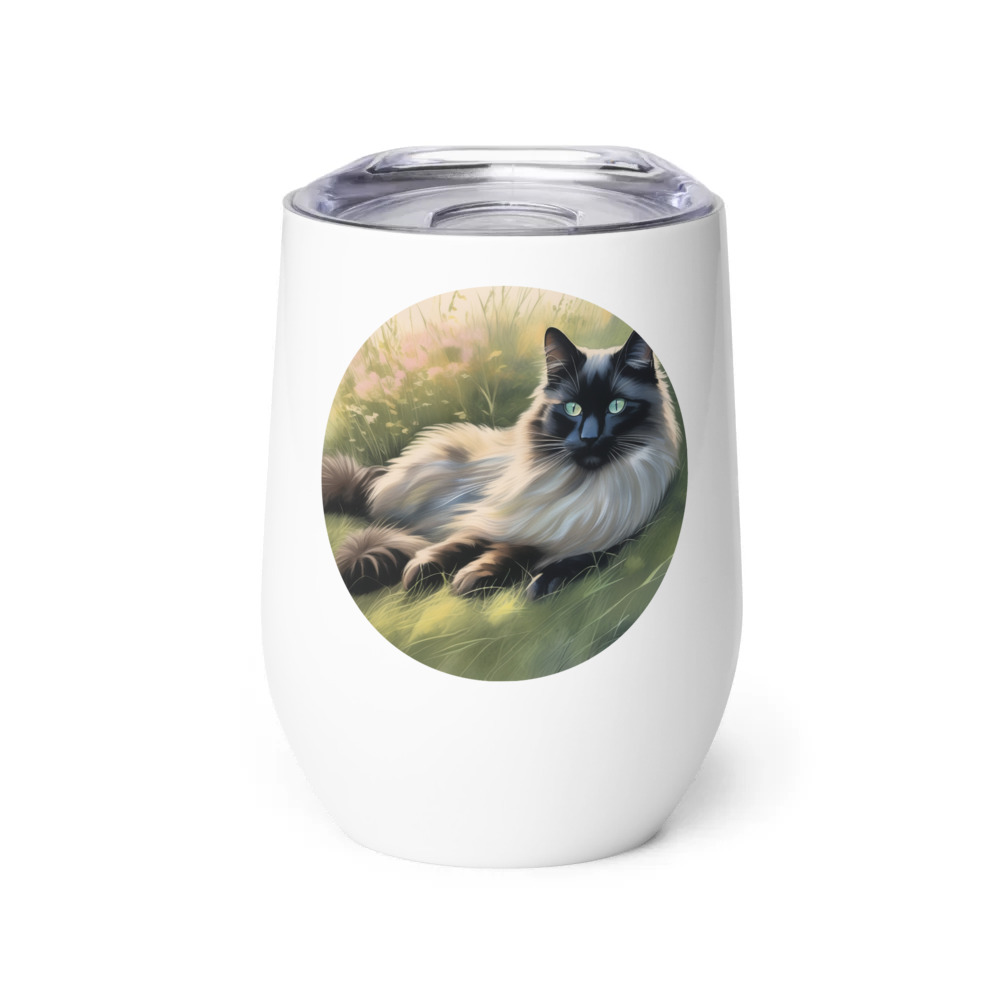 PugMug Custom Black Ragdoll Cat Wine Tumbler