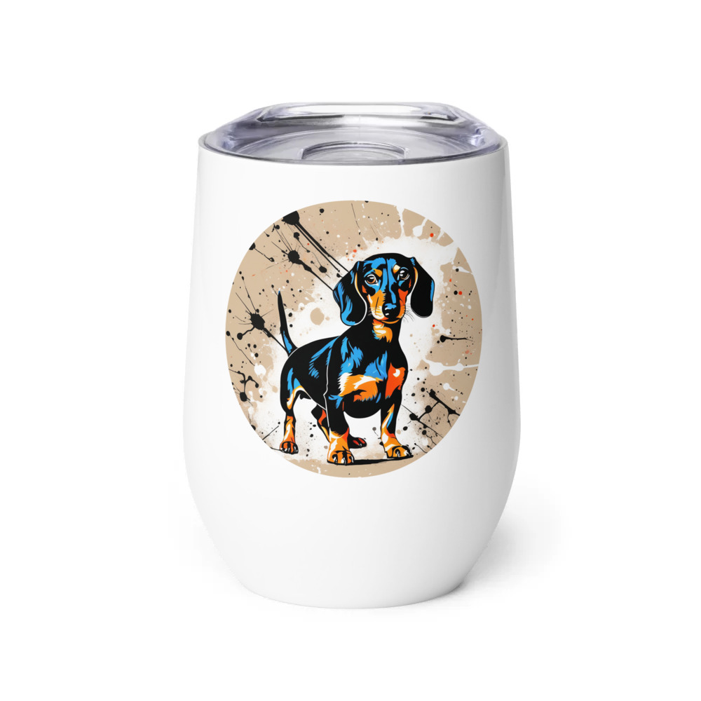 PugMug Custom Black Dachshund Wine Tumbler