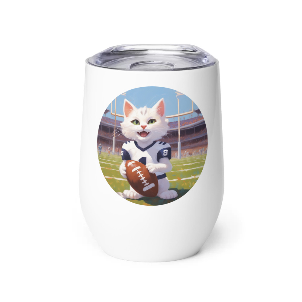 PugMug Custom White Companion Cat Wine Tumbler