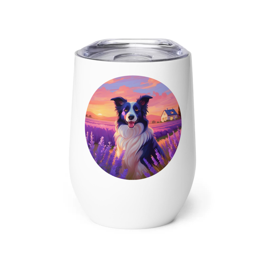 PugMug Custom Border Collie Wine Tumbler