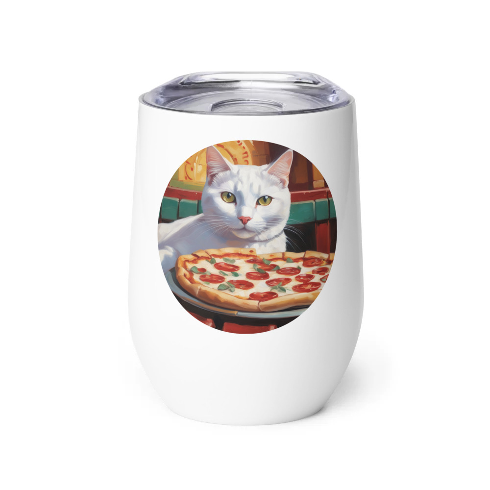PugMug Custom White Companion Cat Wine Tumbler