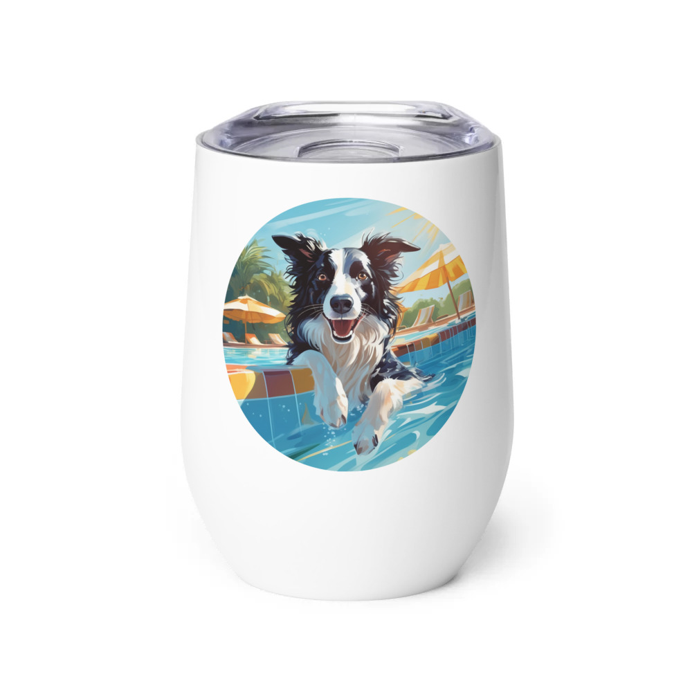PugMug Custom Border Collie Wine Tumbler
