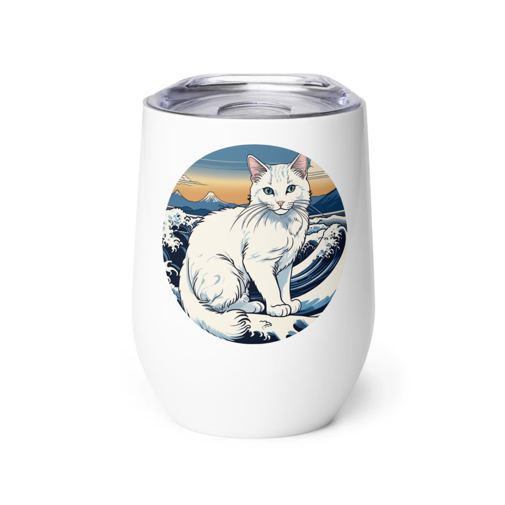 PugMug Custom White Companion Cat Wine Tumbler