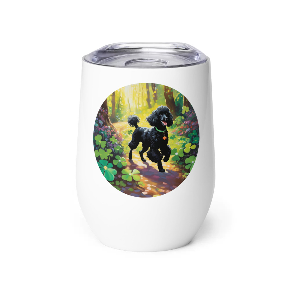 PugMug Custom Black Poodle Wine Tumbler