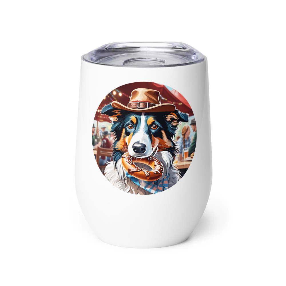 PugMug Custom Border Collie Wine Tumbler