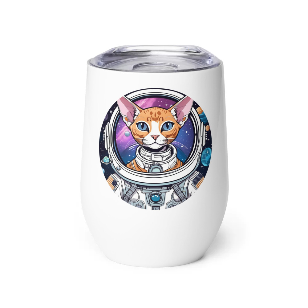 PugMug Custom Tabby Devon Rex Cat Wine Tumbler