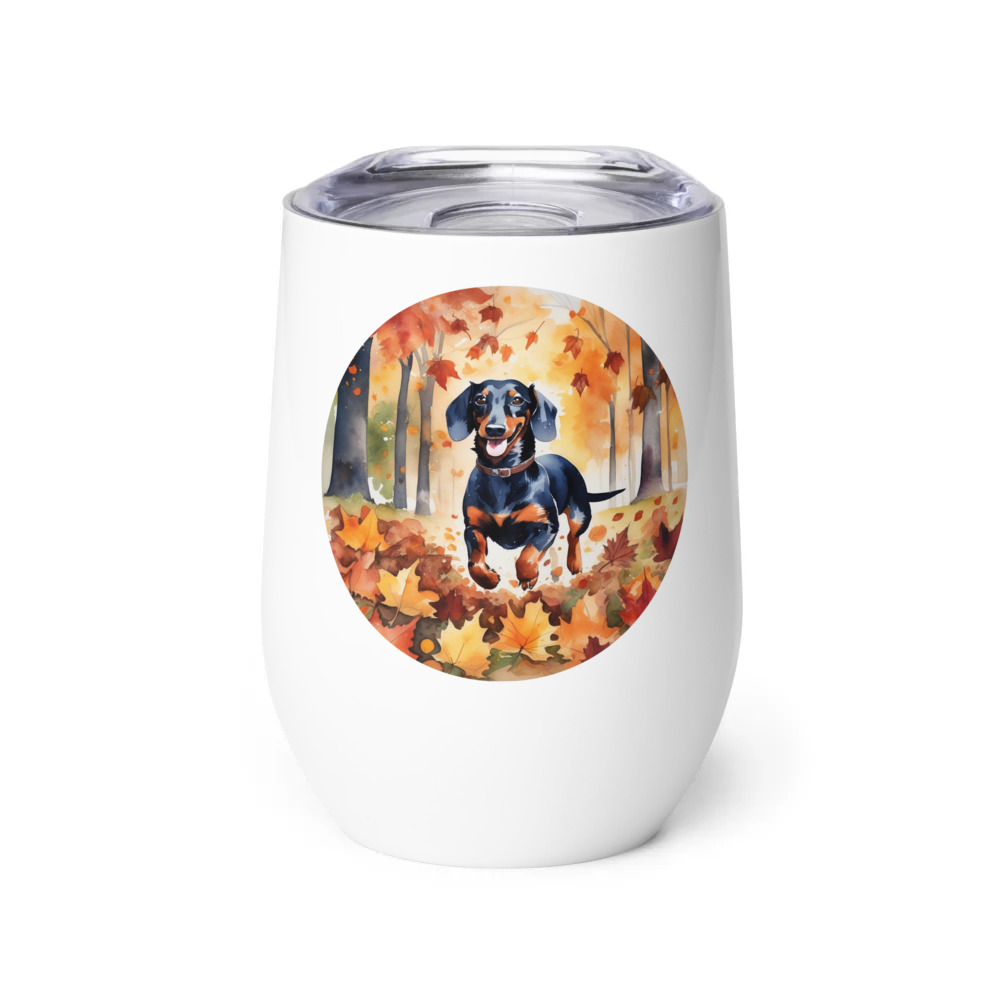 PugMug Custom Black Dachshund Wine Tumbler