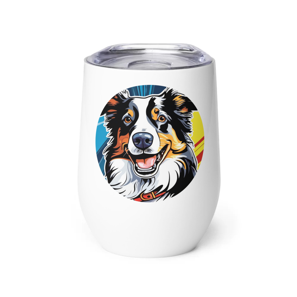 PugMug Custom Border Collie Wine Tumbler