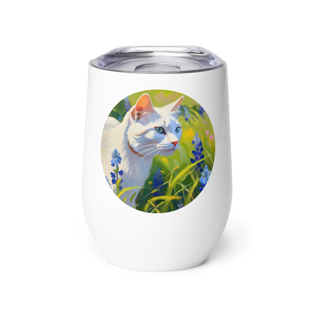 PugMug Custom White Companion Cat Wine Tumbler