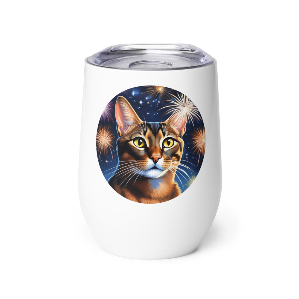PugMug Custom Tabby Abyssinian Cat Wine Tumbler