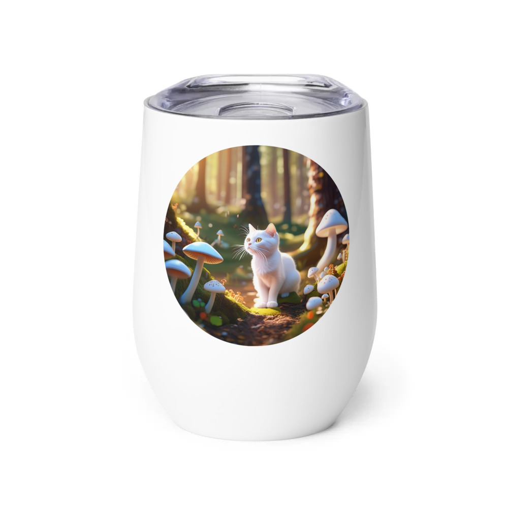 PugMug Custom White Companion Cat Wine Tumbler