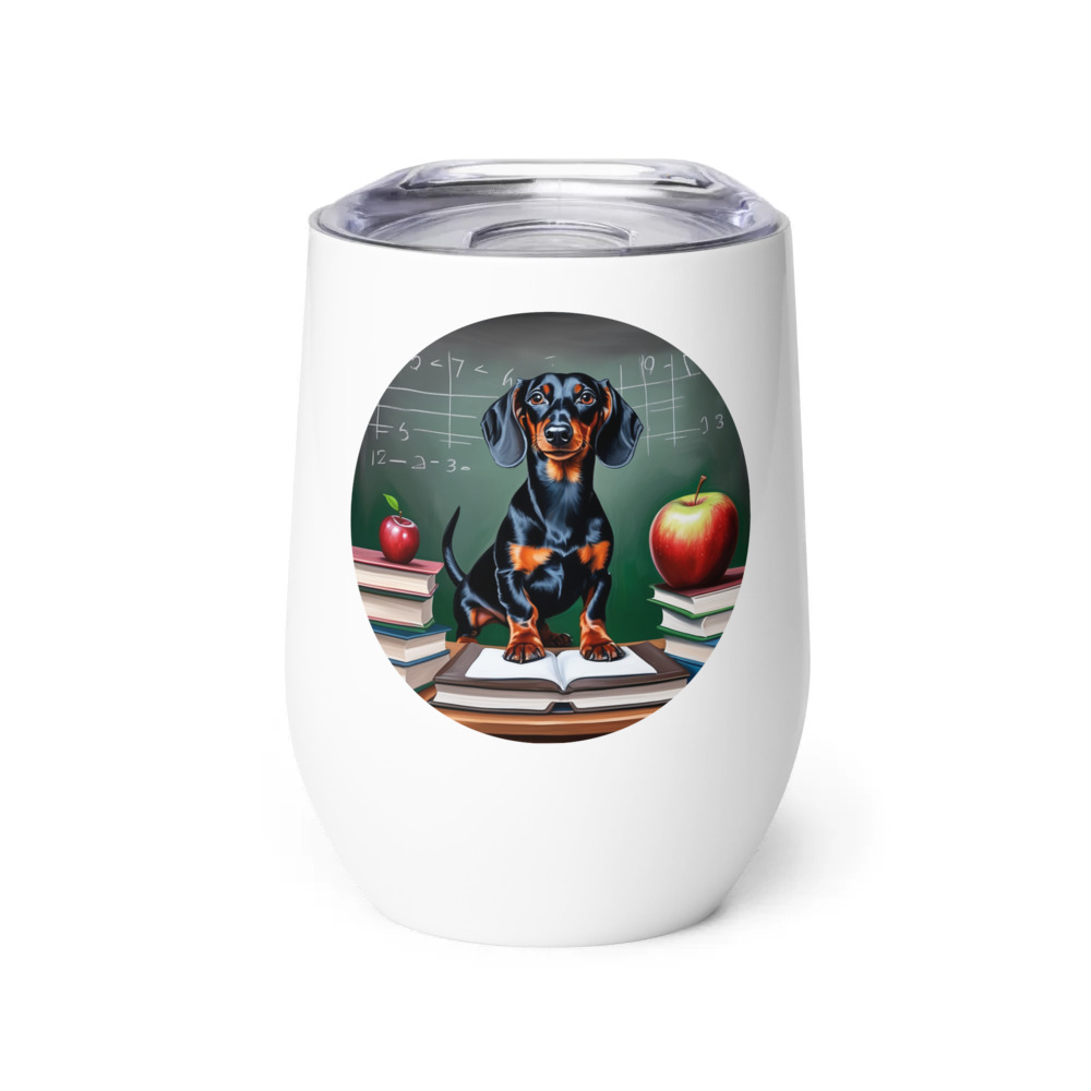 PugMug Custom Black Dachshund Wine Tumbler