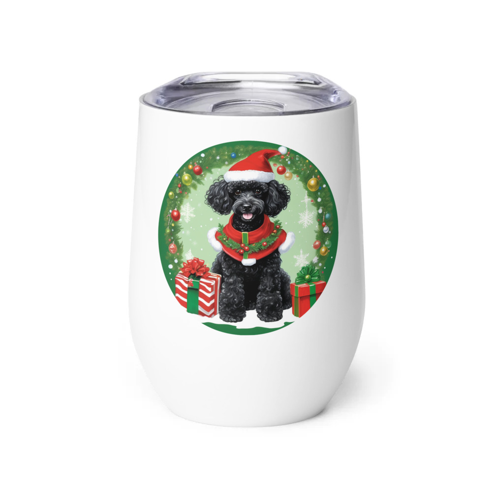 PugMug Custom Black Poodle Wine Tumbler