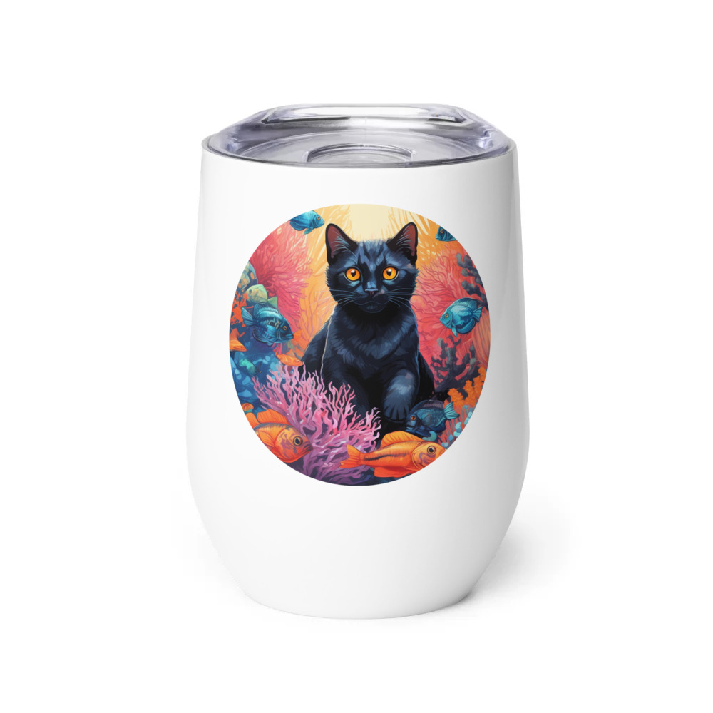 PugMug Custom Black Exotic Cat Wine Tumbler