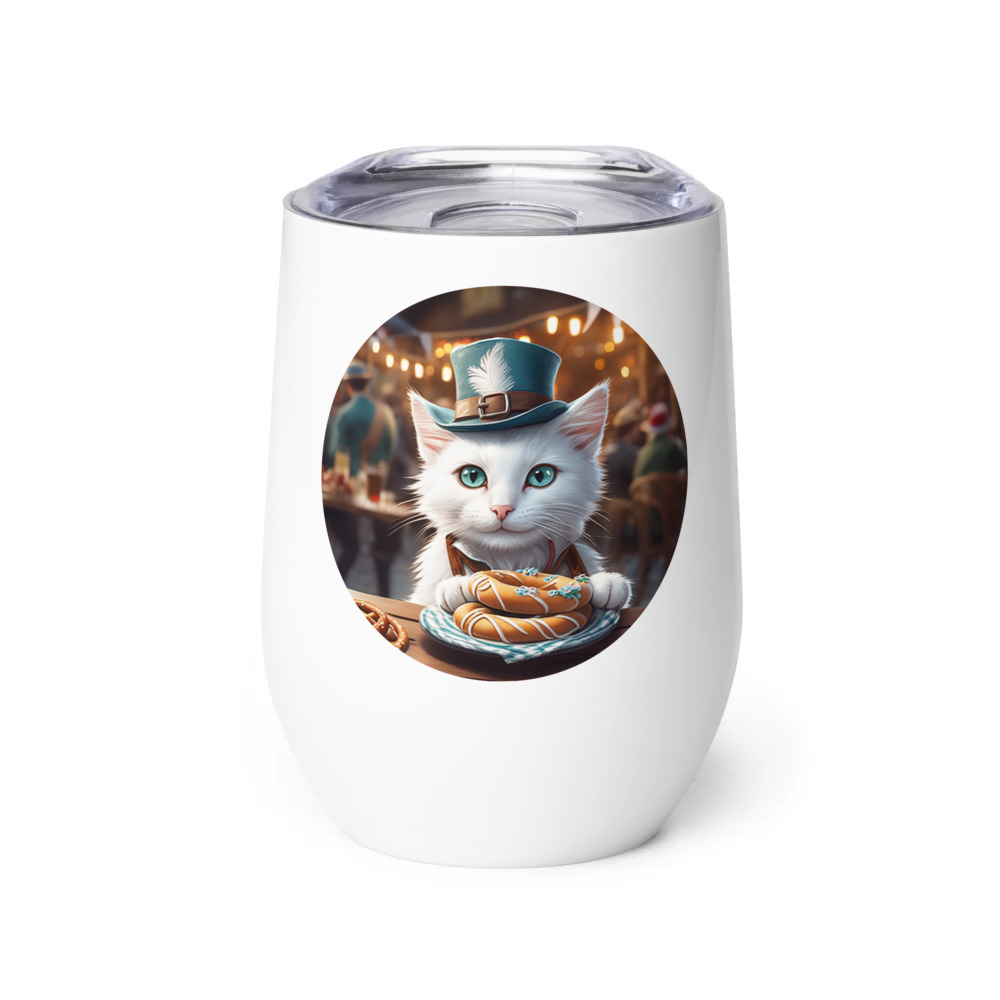 PugMug Custom White Companion Cat Wine Tumbler