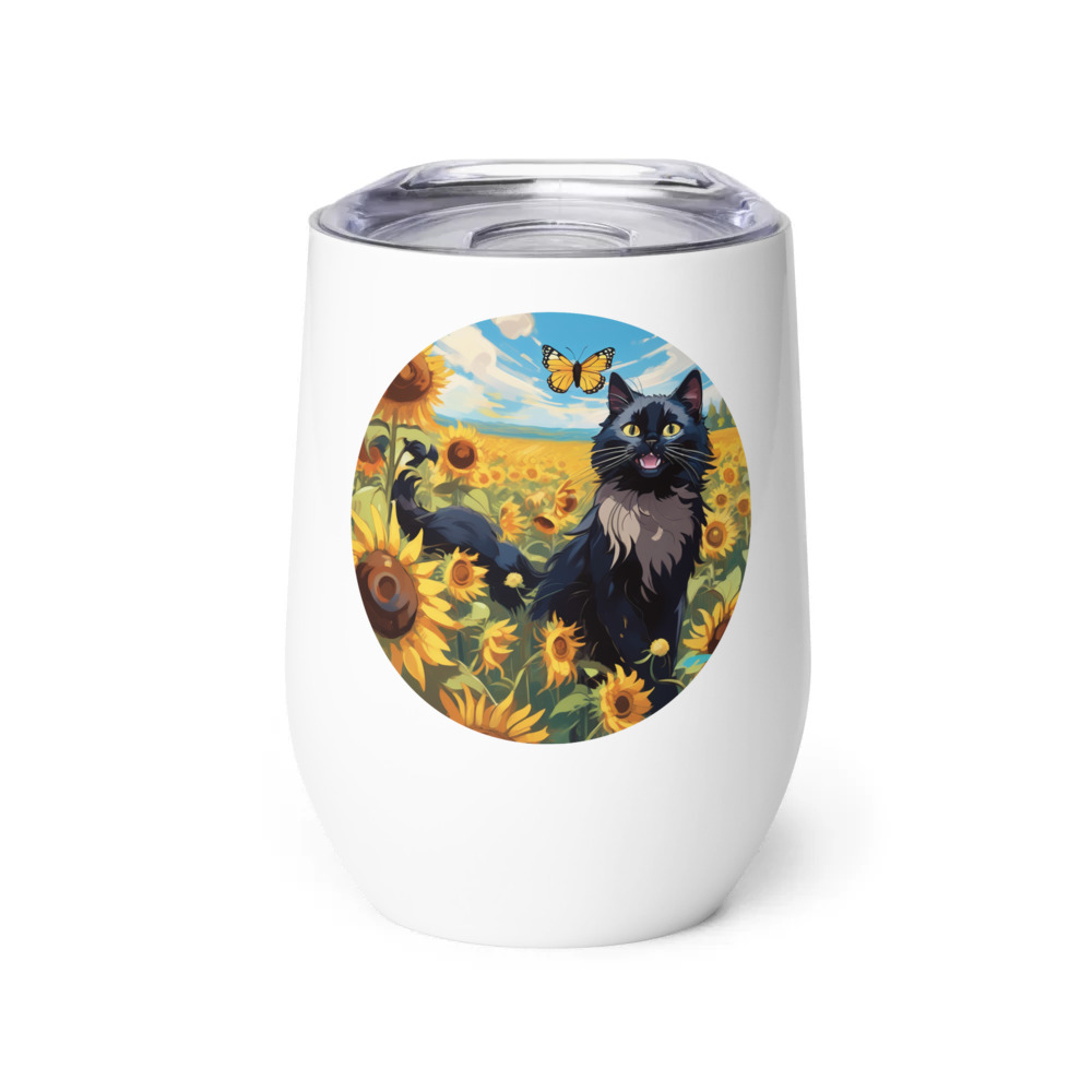PugMug Custom Black Ragdoll Cat Wine Tumbler