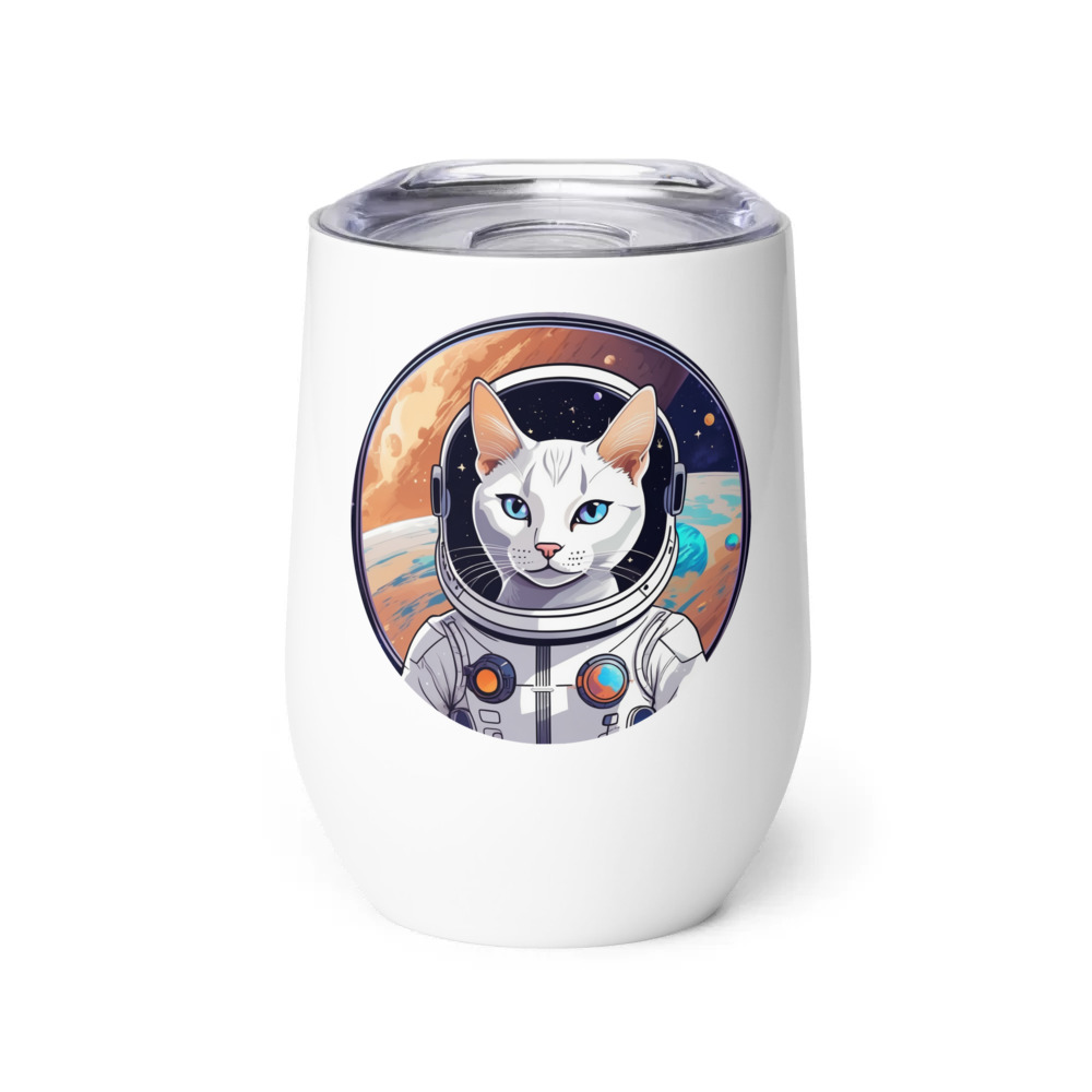 PugMug Custom White Abyssinian Cat Wine Tumbler