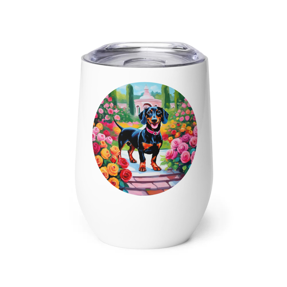 PugMug Custom Black Dachshund Wine Tumbler