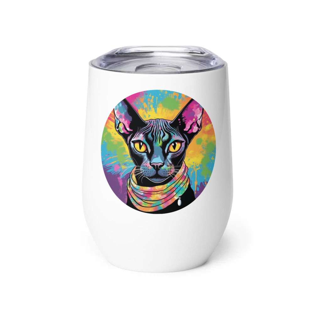 PugMug Custom Black Sphynx Cat Wine Tumbler