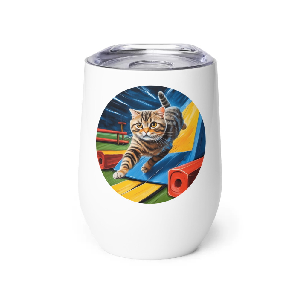 PugMug Custom Tabby Scottish Fold Cat Wine Tumbler
